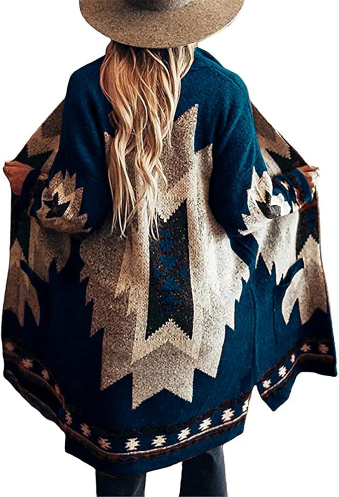 JAWINT Women's Vintage Tribal Knitted Cardigan Sweater Coat